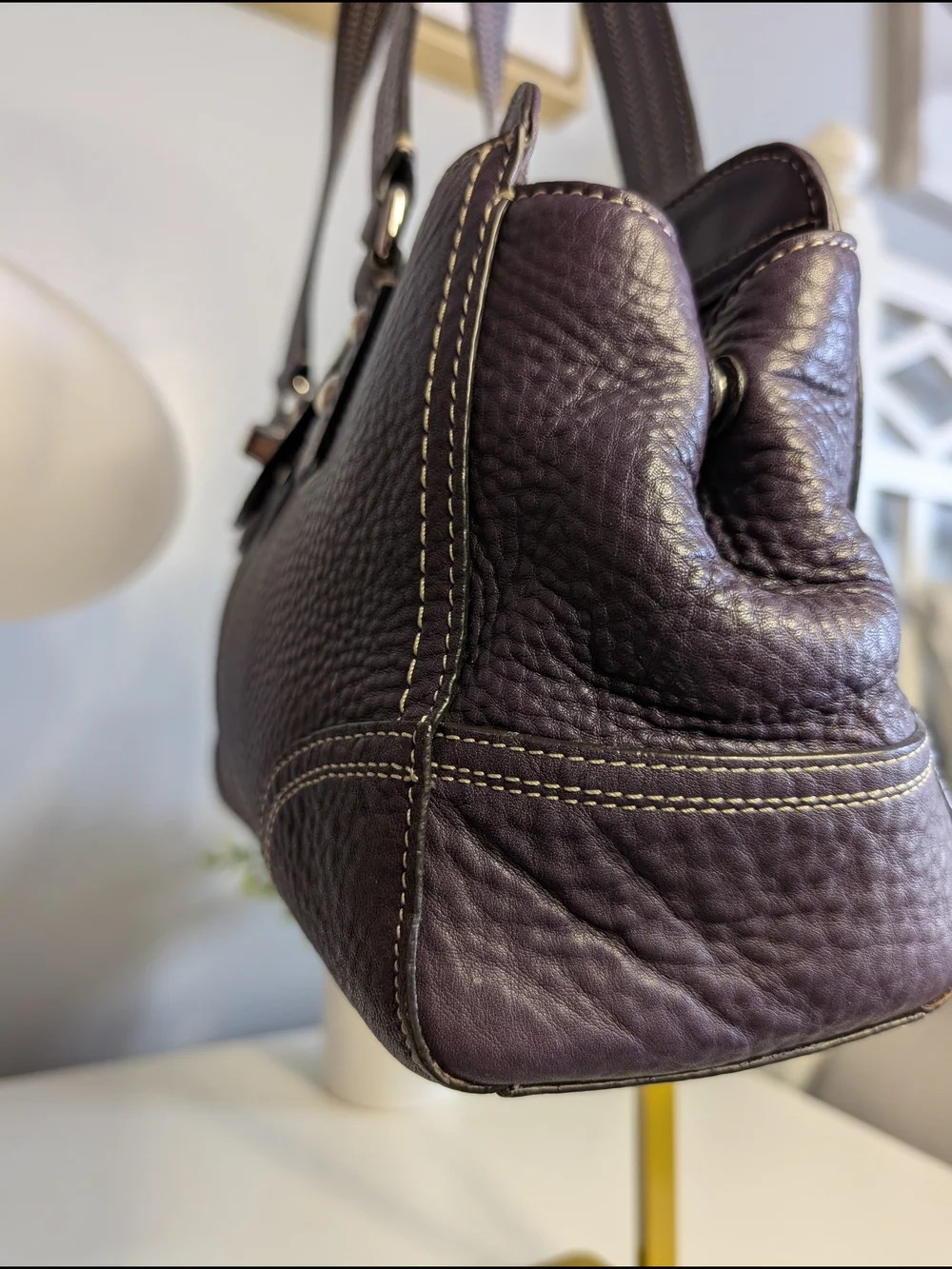 Coach Y2K Hamptons Pebbled Leather Satchel #F13961, Purple, EUC!